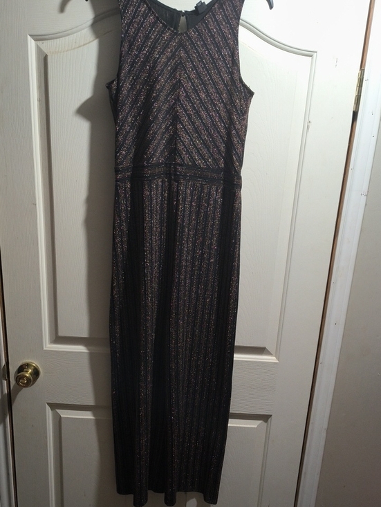 art class Pants - art class Black Maxi Dress with Metallic Pink Stripes